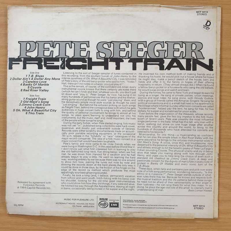 Pete Seeger  Freight Train -  Vinyl LP Record  (VG+)