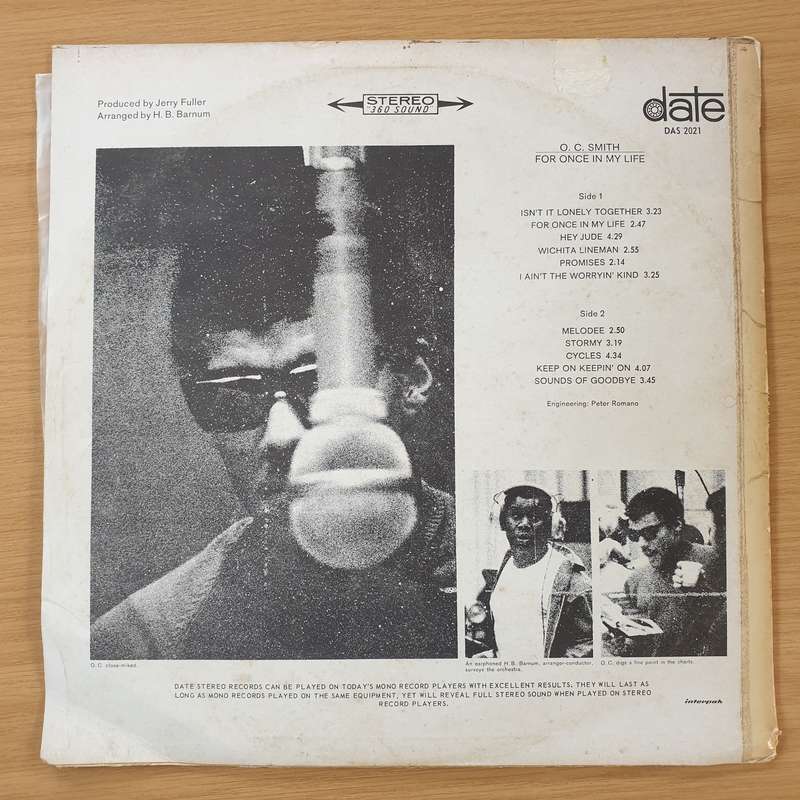 O.C.Smith  For Once In My Life Vinyl LP Record (VG)