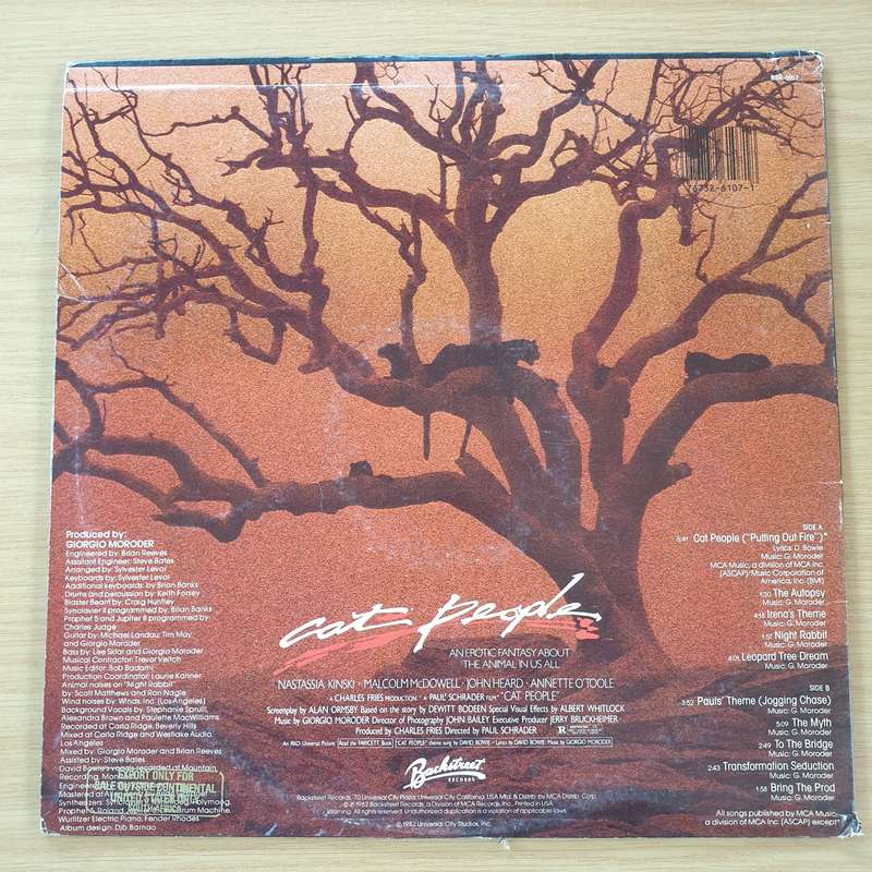 Giorgio Moroder  Cat People (Original Soundtrack) -  Vinyl LP Record  (VG+)