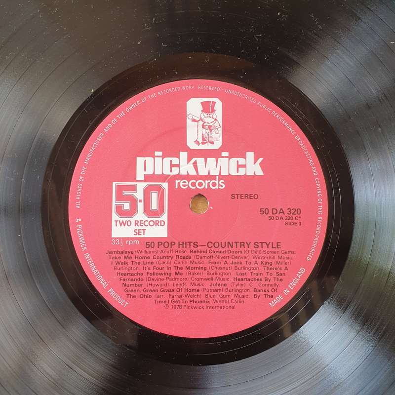 The Pickwick Gang  50 Pop Hits Country Style - Double Vinyl LP Record -  Vinyl LP Record  (VG+)