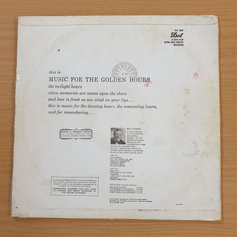 Billy Vaughn And His Orchestra  Music For The Golden Hours - Vinyl LP Record (VG)