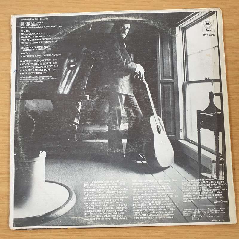 Johnny Paycheck  Mr. Lovemaker - Vinyl LP Record - Opened - Very-Good+ Quality (VG+)