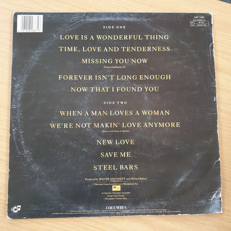 Michael Bolton  Time, Love & Tenderness  Vinyl LP Record (VG+)