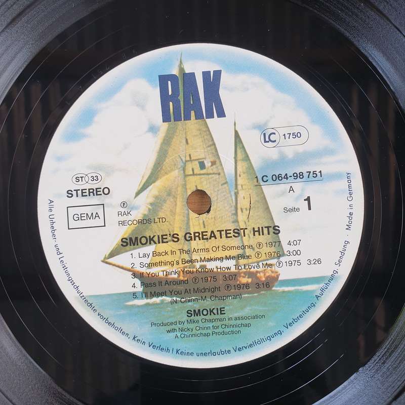 Smokie  Smokie's Greatest Hits (Germany) - Vinyl LP Record (VG+)