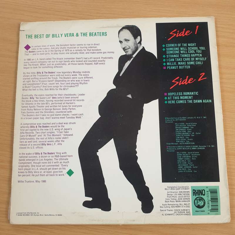 Billy Vera & The Beaters  By Request  - Vinyl LP Record (VG+)