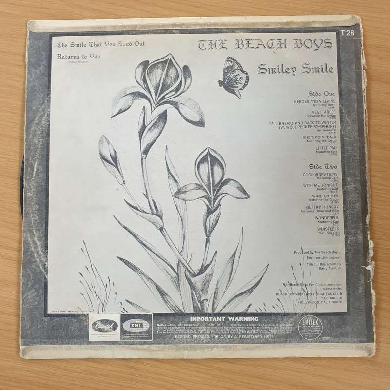 The Beach Boys  Smiley Smile  - Vinyl LP Record  (VG-)