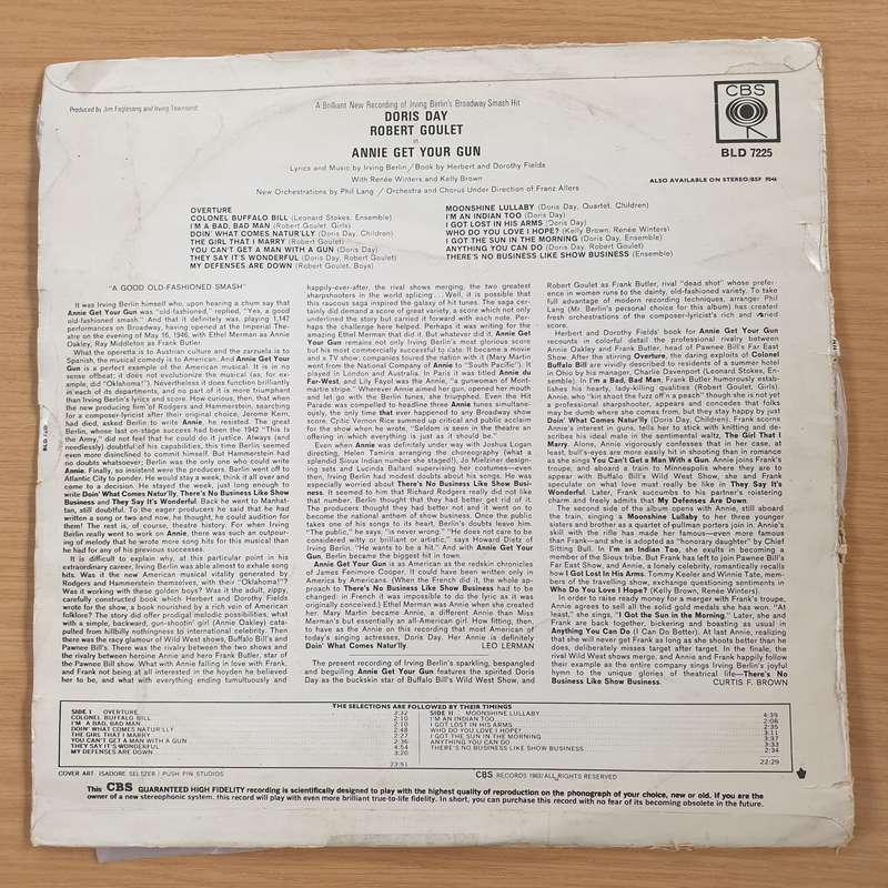 Annie Get Your Gun  - Doris Day, Robert Goulet  Vinyl LP Record (VG+)