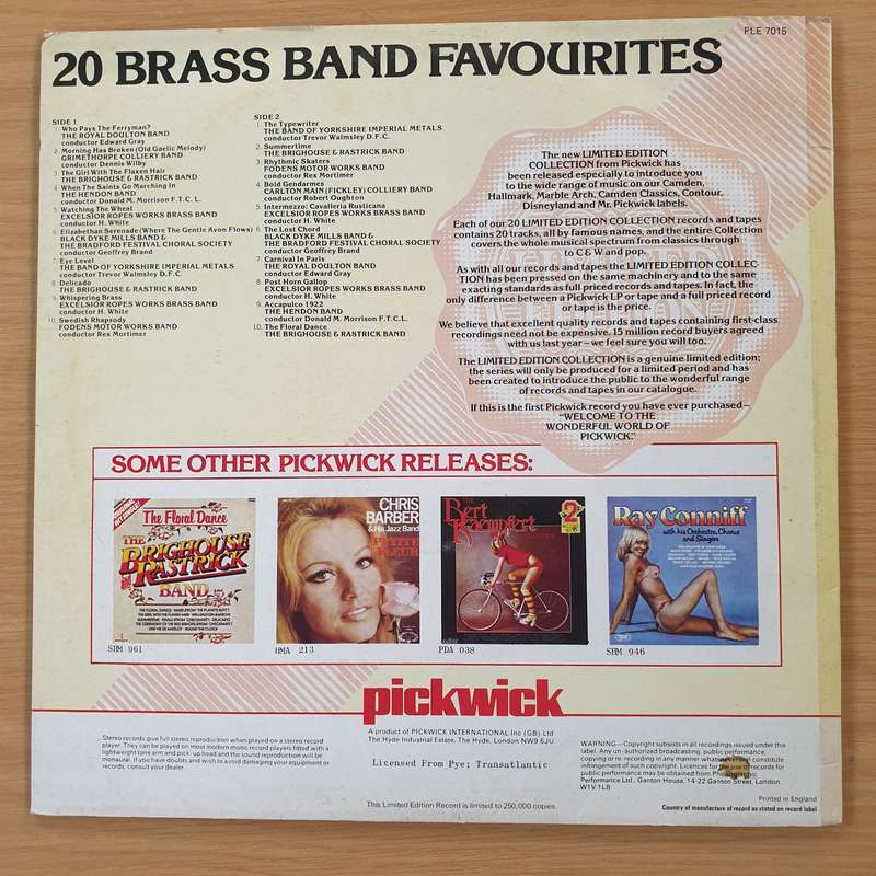 20 Brass Band Favourites  Vinyl LP Record (VG+)