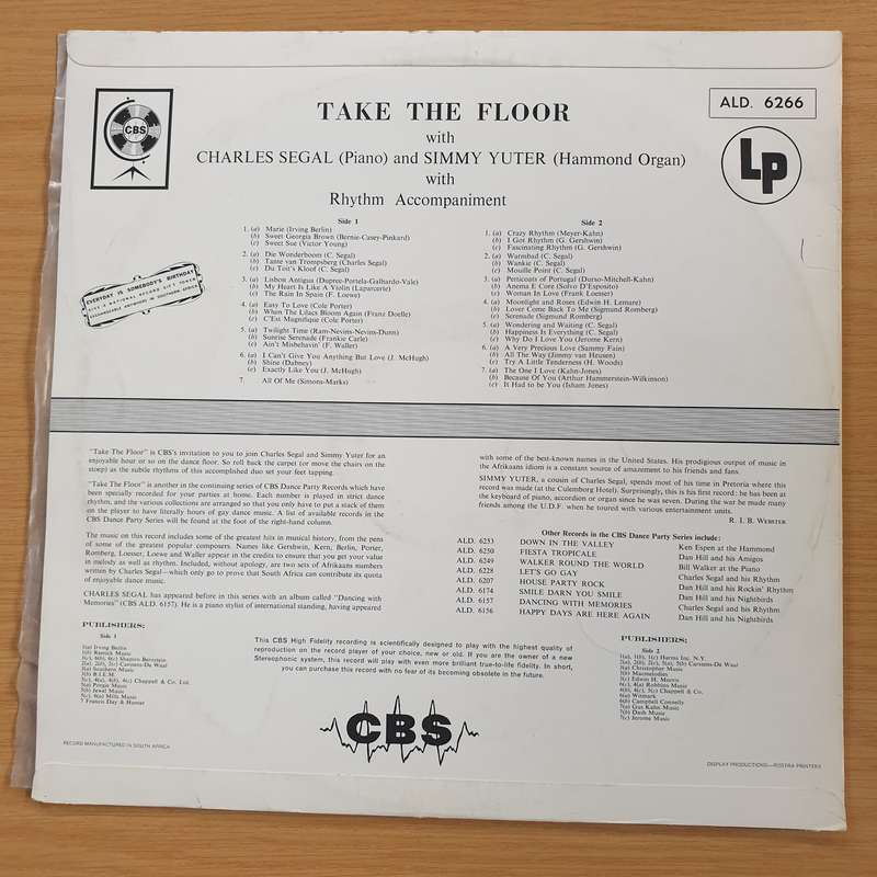 Take the Floor - Charles Segal and Simmy Yuter (Very rare)  Vinyl LP Record (VG+)