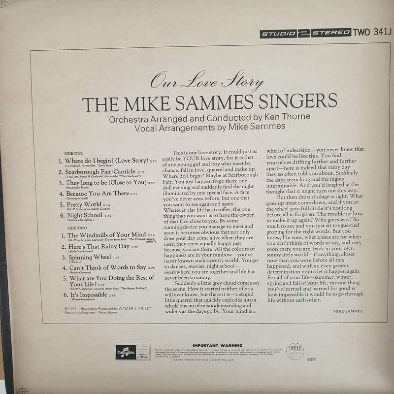 The Mike Sammes Singers - Our Love Story  1x Vinyl LP Record Box Set  (VG+)  (B5)