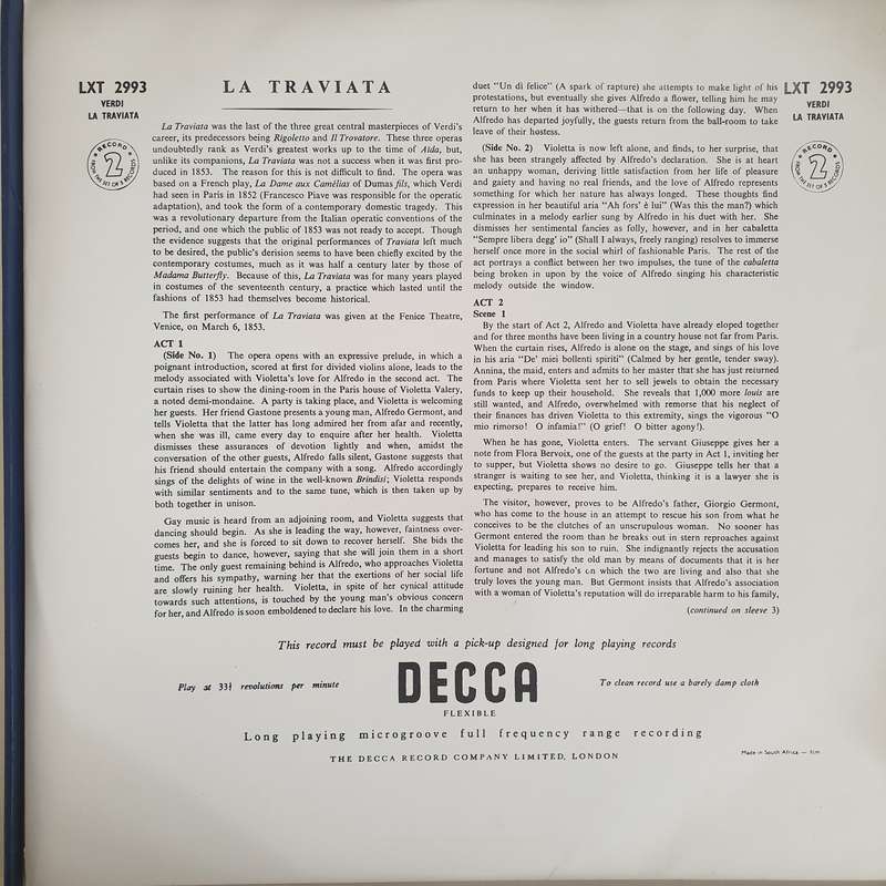 Verdi - La Traviata - Renata Tebaldi, Gianni Poggi, Aldo Protti  3 x Vinyl LP Record Box Set (...