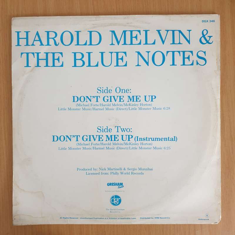 Harold Melvin & The Blue Notes  Don't Give Me Up - Vinyl LP Record (VG+)