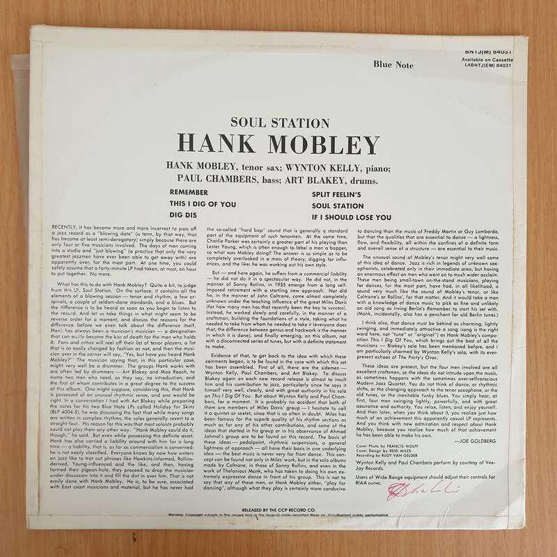 Hank Mobley  Soul Station  - Vinyl LP Record  (G+)