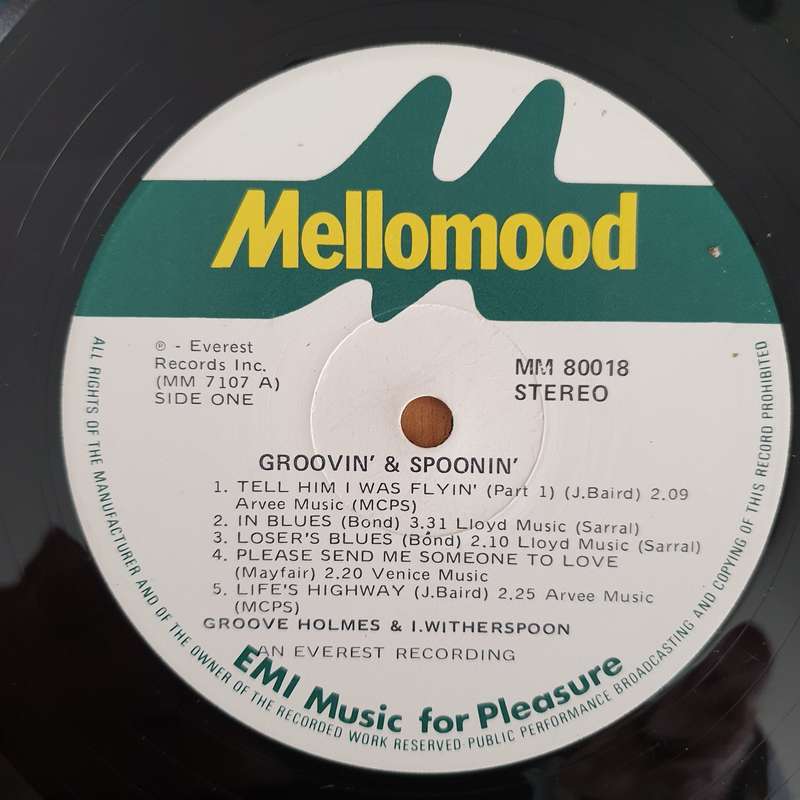Groovin' and Spoonin' - Groove Holmes & Jimmy Witherspoon  Vinyl LP Record (VG)