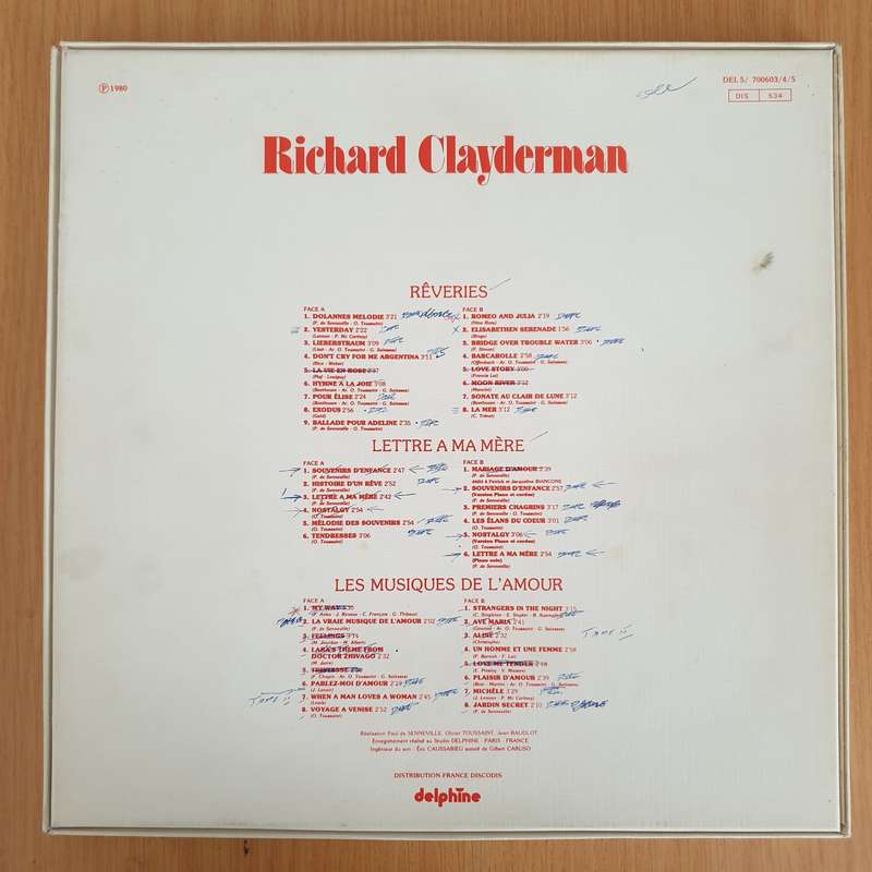 Richard Clayderman  3 Disques D'Or - 10 Partitions Musicales - 3 x Vinyl LP Record Box Set (VG+)
