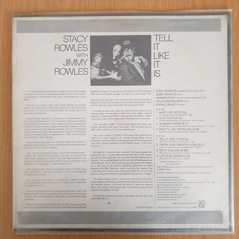 Stacy Rowles With Jimmy Rowles  Tell It Like It Is - Vinyl LP Record (VG+)
