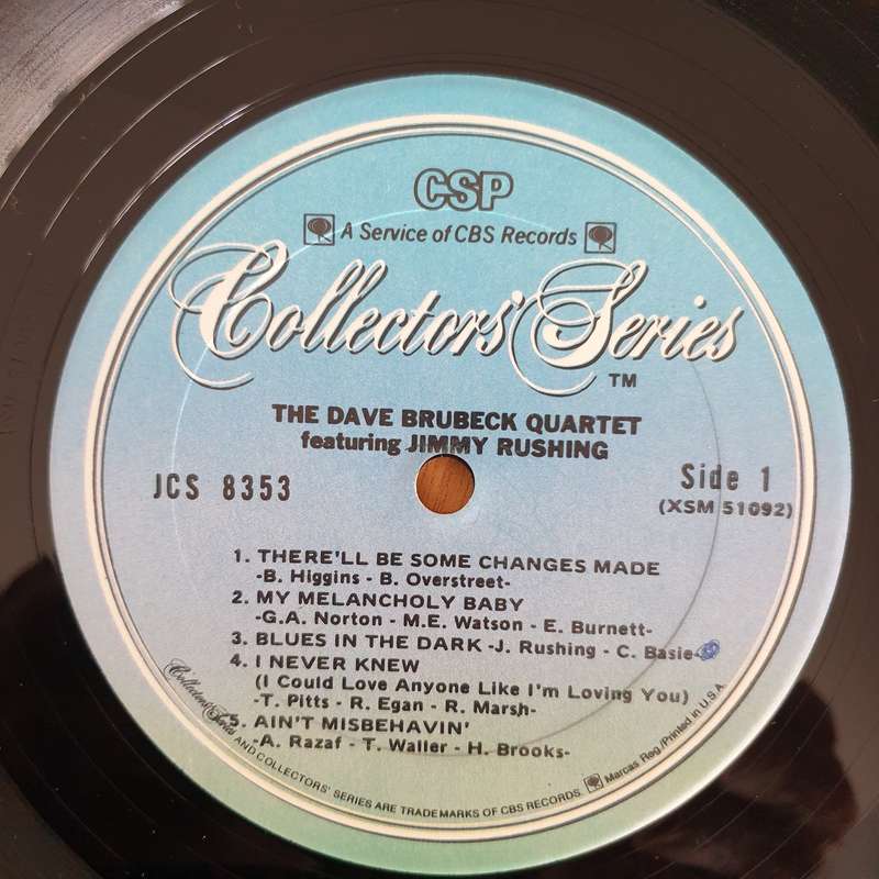 The Dave Brubeck Quartet Featuring Jimmy Rushing  Brubeck & Rushing - Vinyl LP Record (VG+)