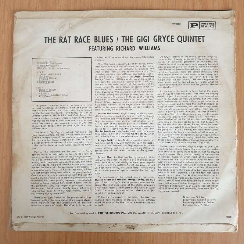 Gigi Gryce Featuring Richard Williams  The Rat Race Blues (8262) - Vinyl LP Record (VG)