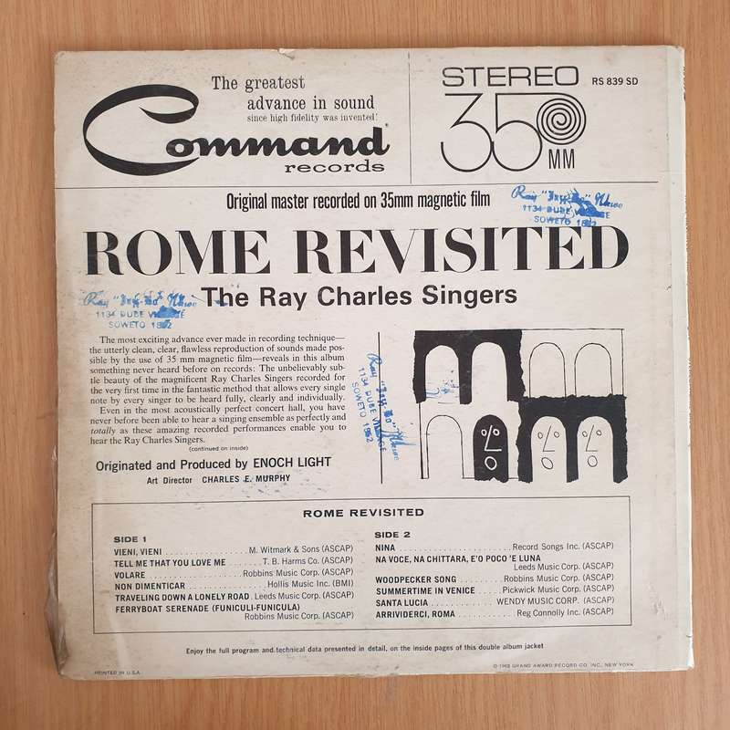 The Ray Charles Singers  Rome Revisited - Vinyl LP Record (VG+)