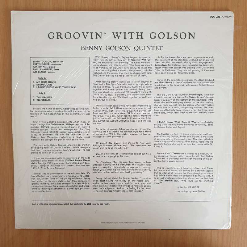 Benny Golson  Groovin' With Golson - Vinyl LP Record (VG)