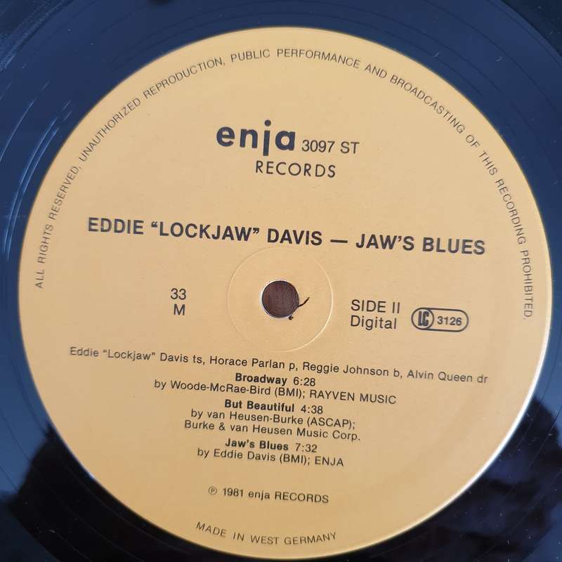 Eddie Lockjaw Davis  Jaw's Blues - Vinyl LP Record (VG)
