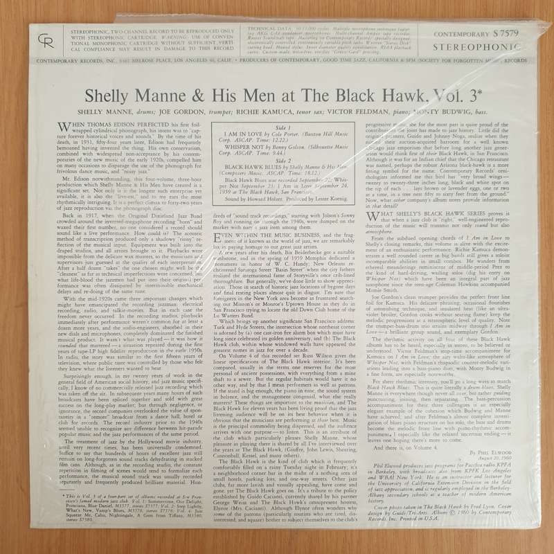 Shelly Manne & His Men  At The Black Hawk, Vol. 3 (US)  Vinyl LP Record (VG+)