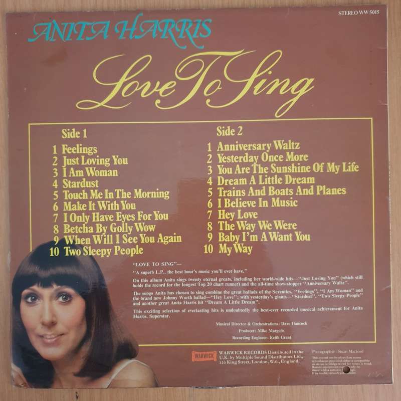 Anita Harris  Love To Sing - Vinyl LP Record (VG-)