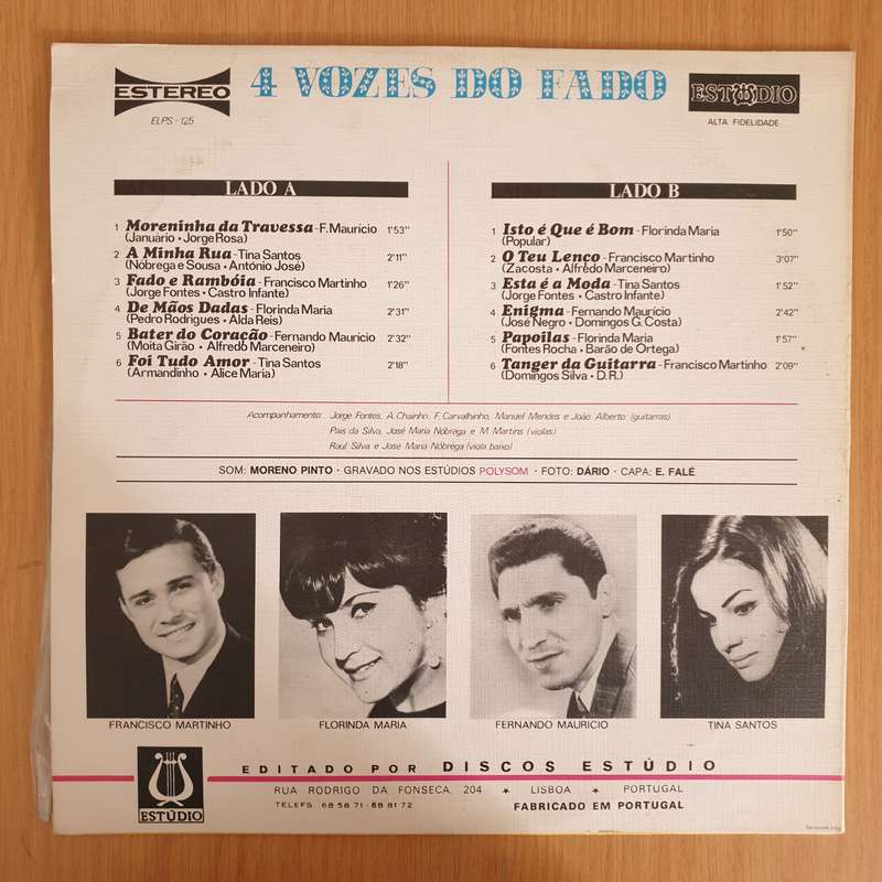 4 Vozes Do Fado  - Francisco Martinho, Florinda Maria, Fernando Maurício, Tina Santos (Portugal)...