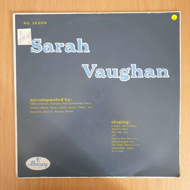 Sarah Vaughan  Sarah Vaughan  Vinyl LP Record (VG+)
