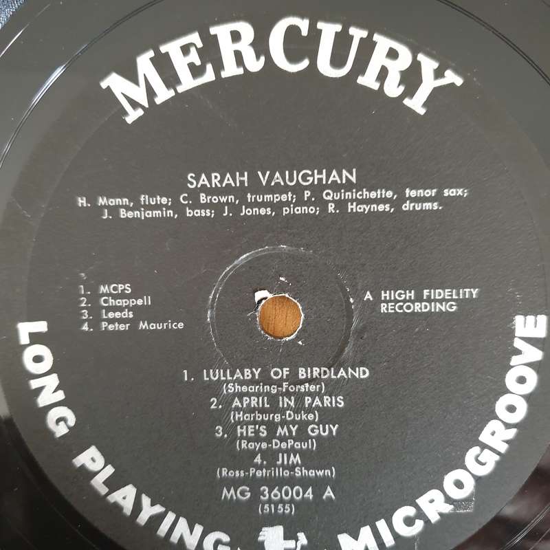 Sarah Vaughan  Sarah Vaughan  Vinyl LP Record (VG+)