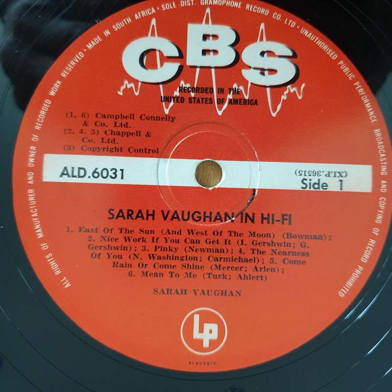 Sarah Vaughan  Sarah Vaughan In Hi-Fi - Vinyl LP Record (VG-)