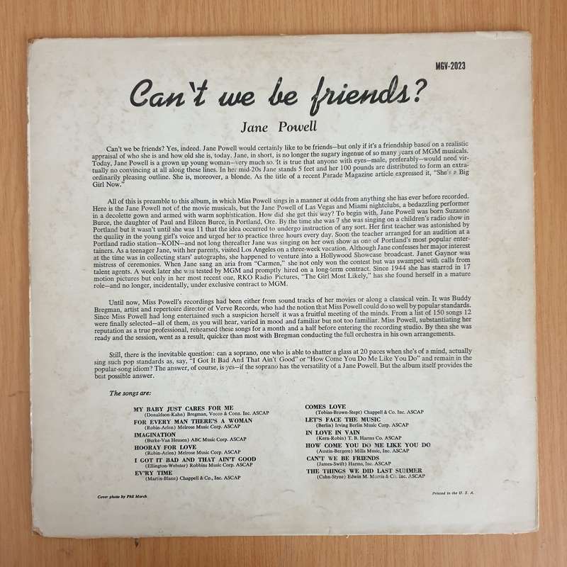 Jane Powell  Can't We Be Friends? - Vinyl LP Record (VG+)