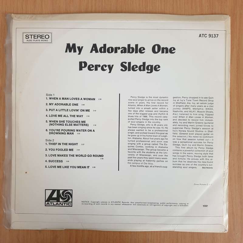 Percy Sledge  My Adorable One - Vinyl LP Record (VG+)