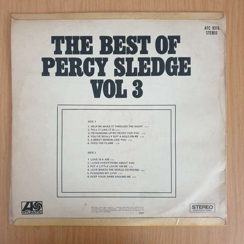 Percy Sledge  The Best of - Vol 3 - Vinyl LP Record (VG+)