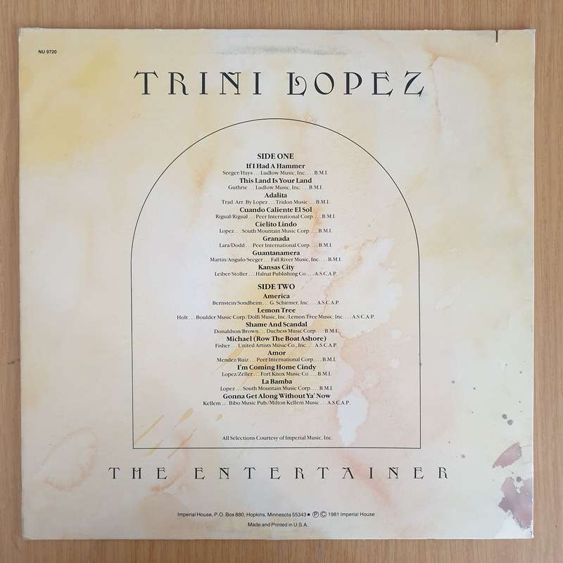 Trini Lopez  The Entertainer - Vinyl LP Record (VG+)