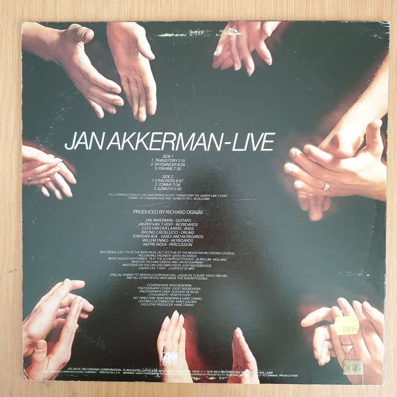 Jan Akkerman  Live - Vinyl LP Record (VG+)