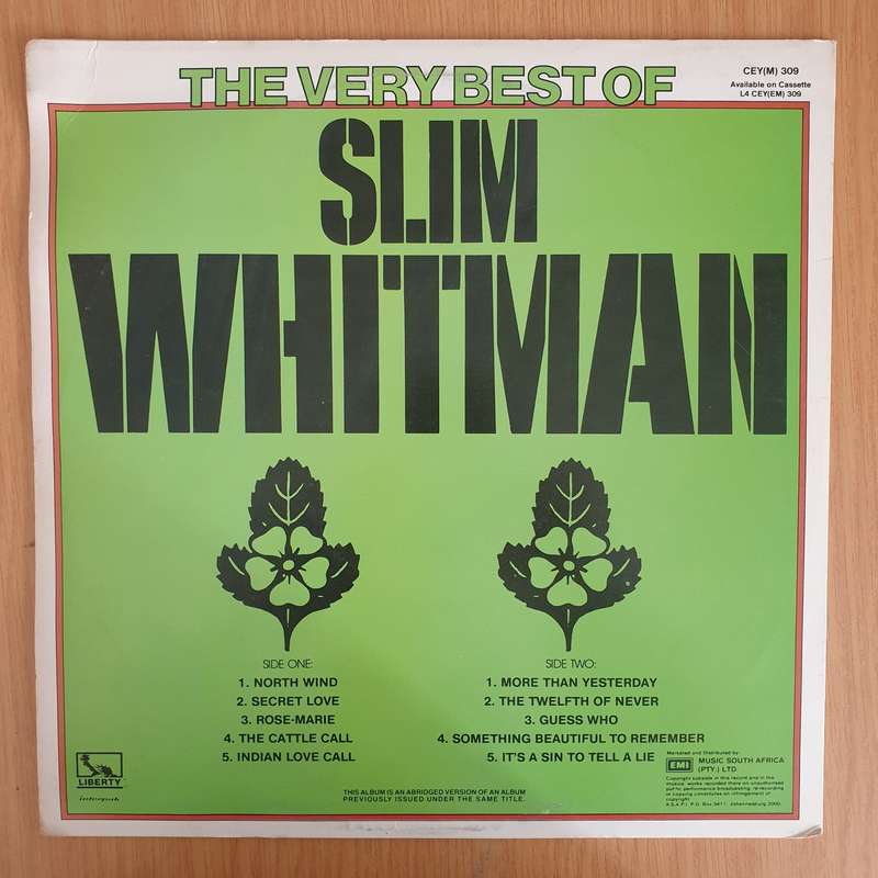 Slim Whitman  The Very Best Of Slim Whitman - Vinyl LP Record  (VG+)