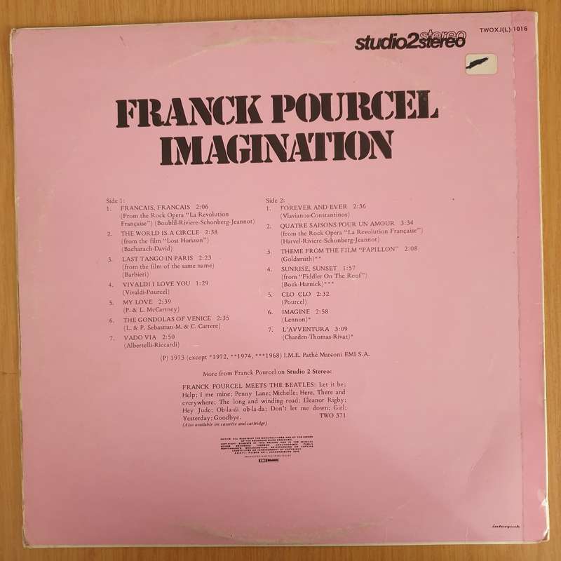 Franck Pourcel  Imagination  Vinyl LP Record (VG+)