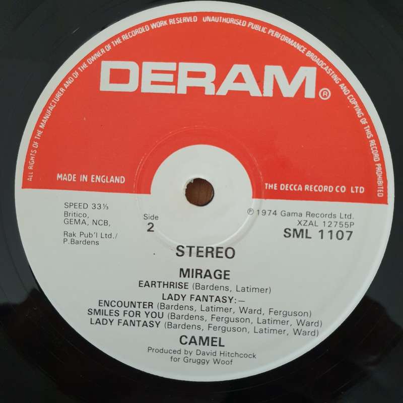 Camel  Mirage (UK)   Vinyl LP Record (VG+)