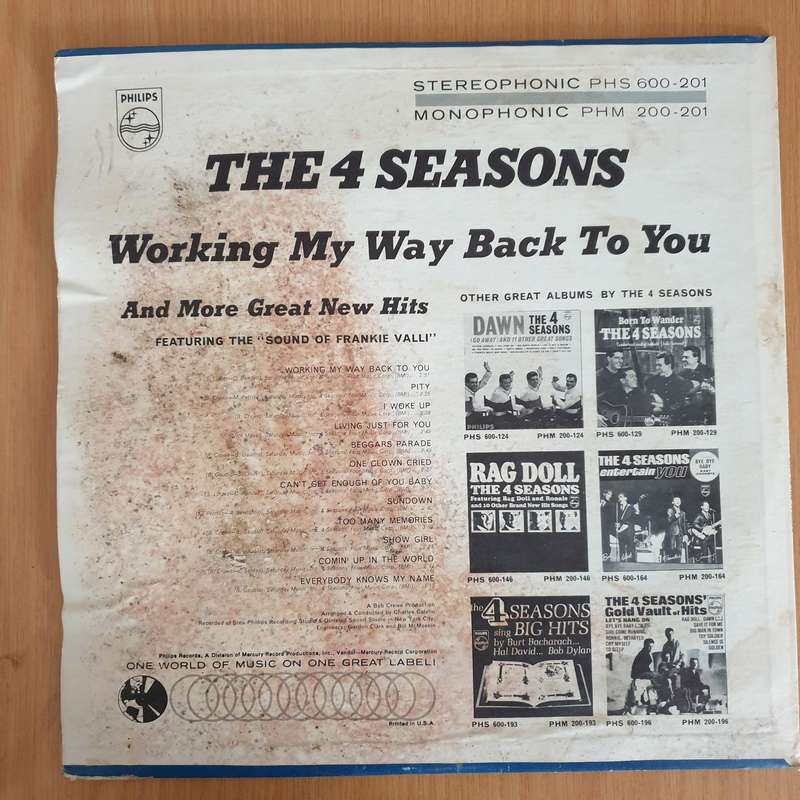 The 4 Seasons  Working My Way Back To You   Vinyl LP Record (VG+)