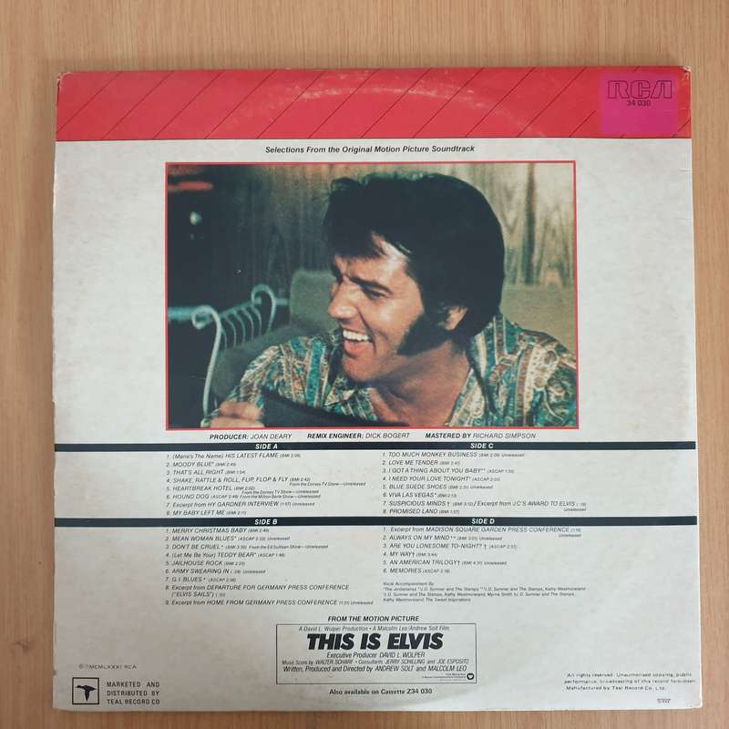 Elvis Presley  Selections From The Original Motion Picture "This Is Elvis" - Double Vinyl LP R...