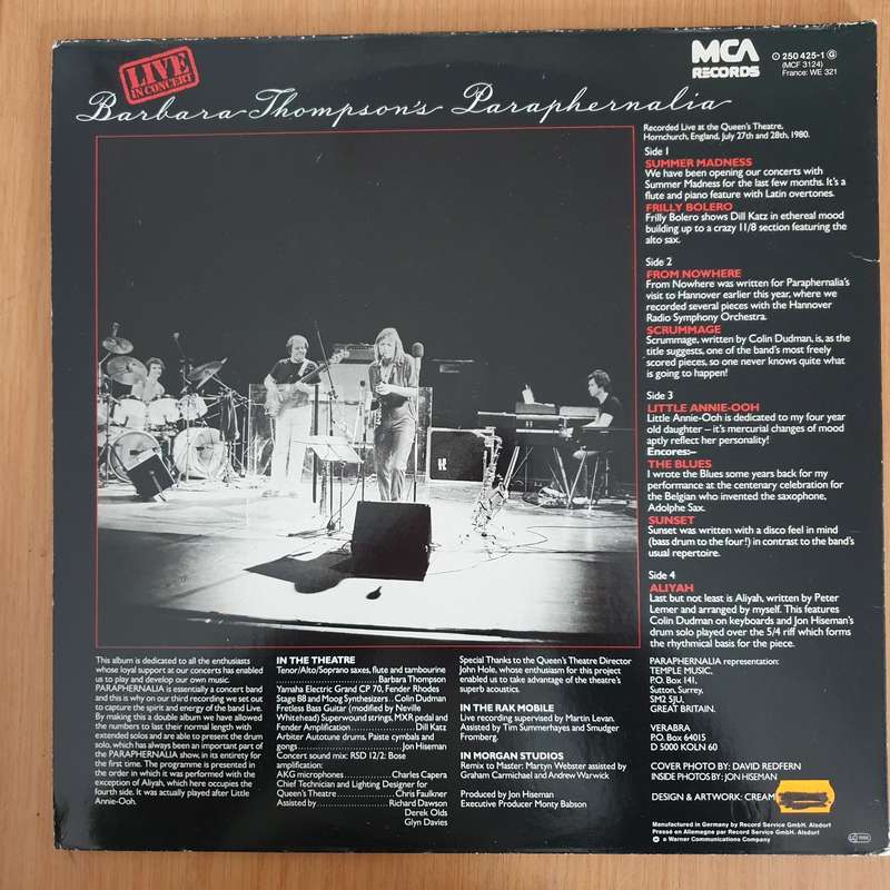 Barbara Thompson's Paraphernalia  Live In Concert - Double Vinyl LP Record (VG+)
