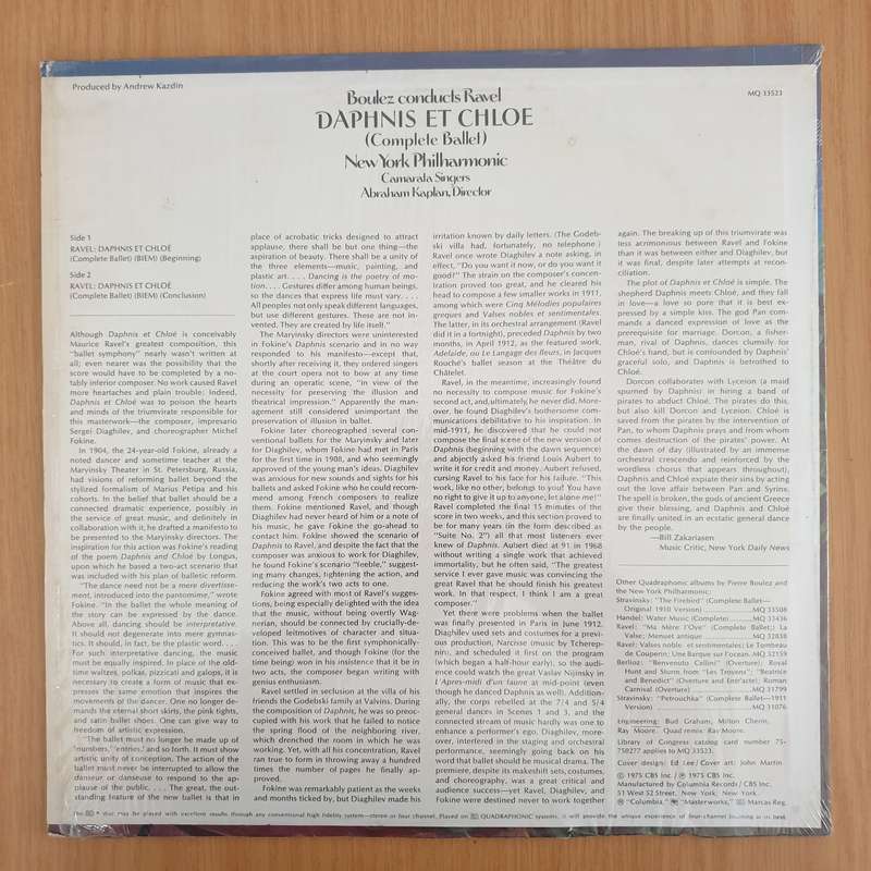 Boulez Conducts Ravel  Daphnis Et Chloé (Complete Ballet) - Quadraphonic  Vinyl LP Record ...