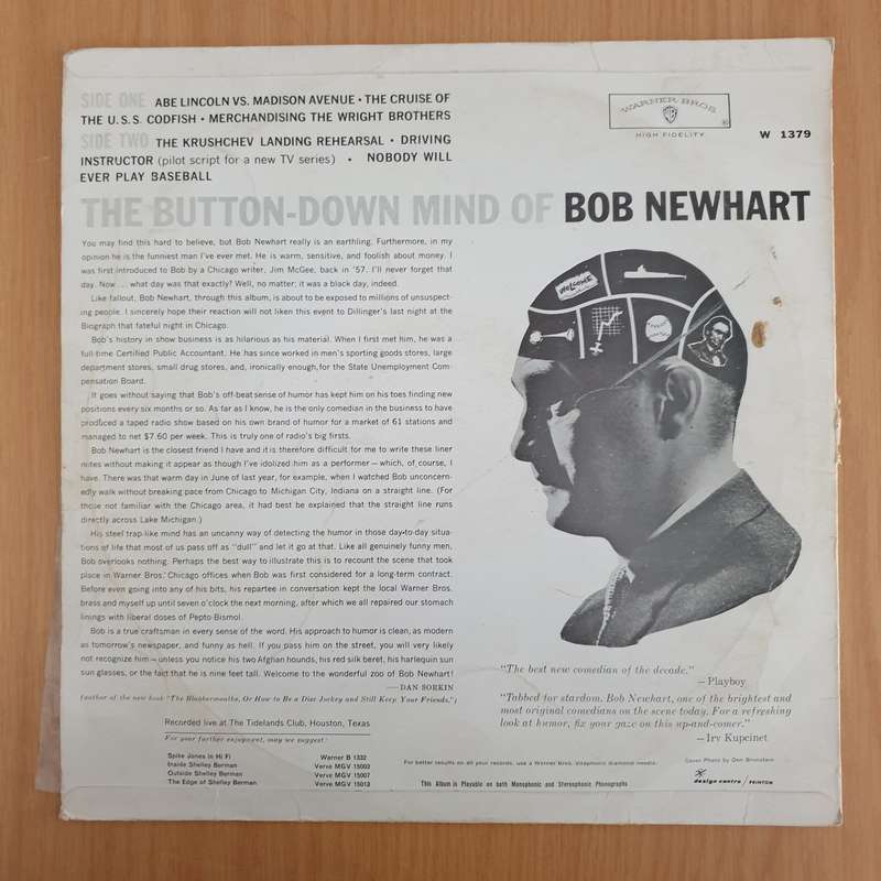 Bob Newhart  The Button-Down Mind On TV - Vinyl LP Record (VG-)