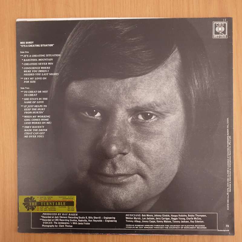 Moe Bandy  It's A Cheating Situation   Vinyl LP Record (VG+)