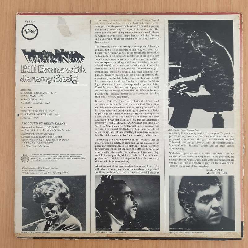 Bill Evans With Jeremy Steig  What's New - Vinyl LP Record (VG-)