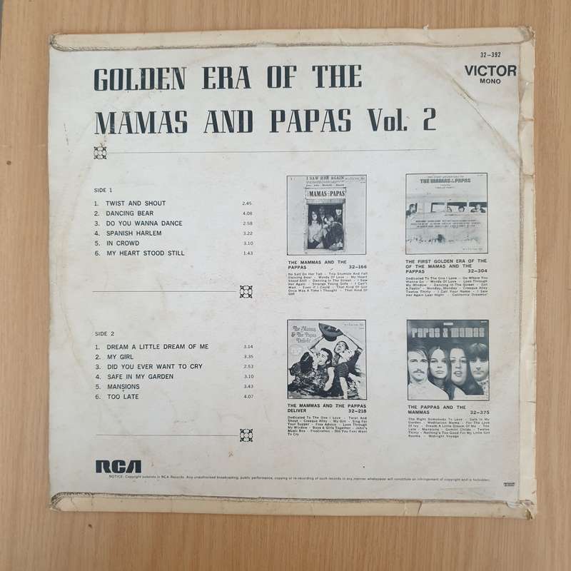 The Mamas & The Papas  Golden Era Of The Mamas & The Papas - Vol 2 - Vinyl LP Record (VG) (...