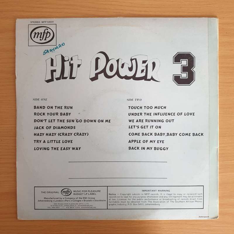 Hit Power 3  Vinyl LP Record (VG+)