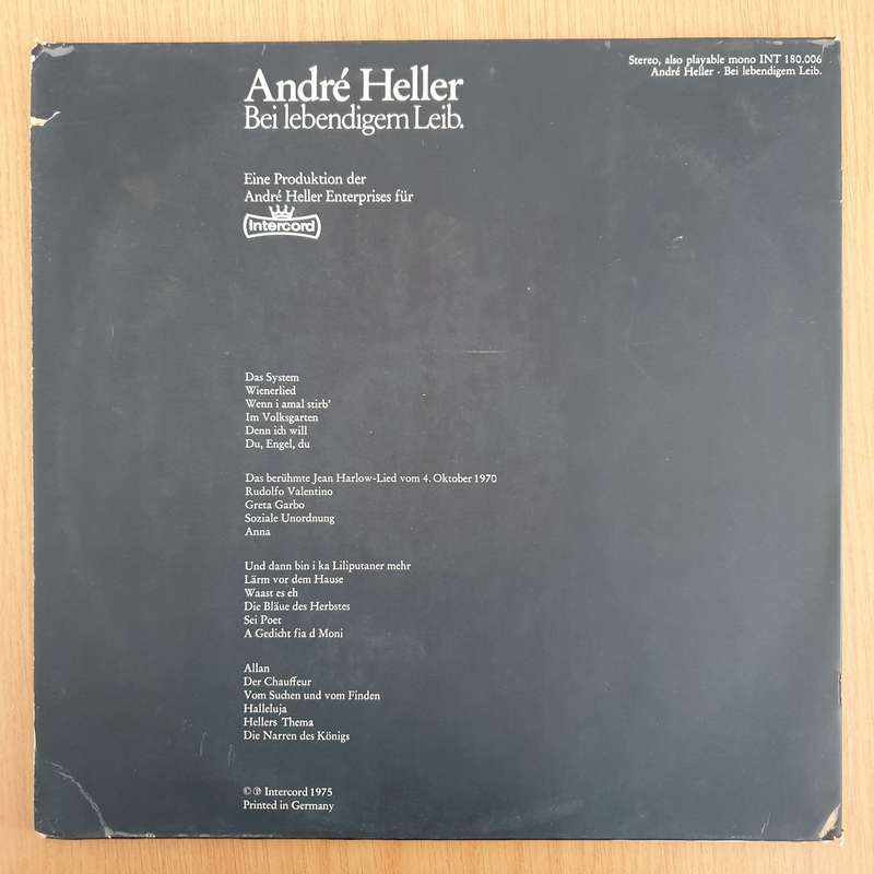 André Heller  Bei Lebendigem Leib   Double Vinyl LP Record (VG+)