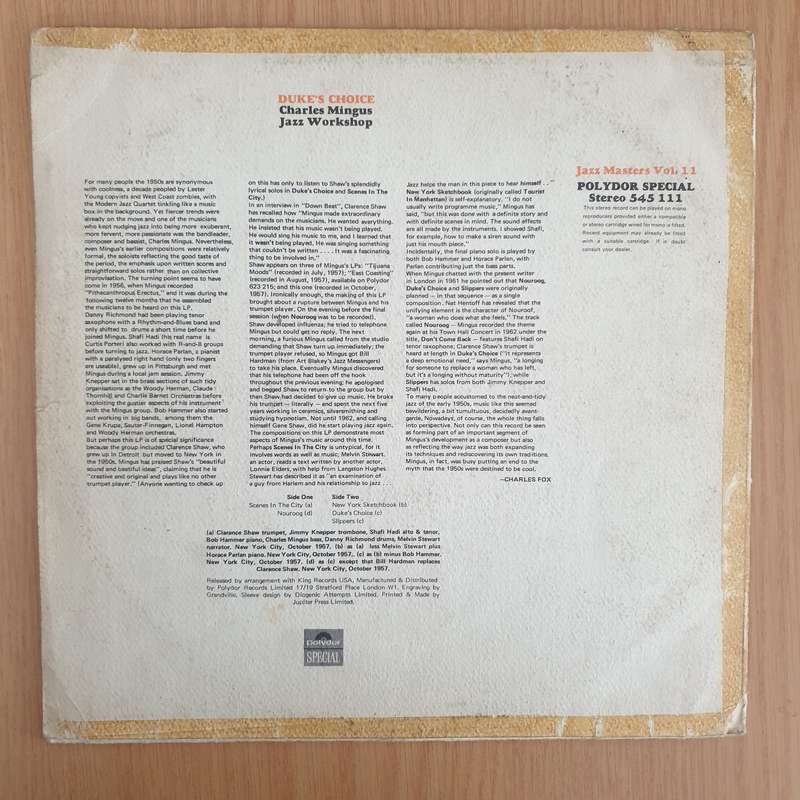 Charles Mingus Jazz Workshop  Duke's Choice - Vinyl LP Record (VG+)